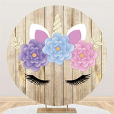 Lila Blau Rosa Einhorn Blumen Holz Geburtstag Hintergrund